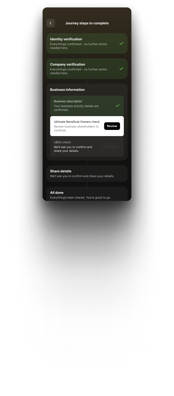 alongID app – review and share screen